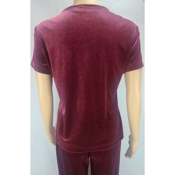 Jaclyn Smith Women's (S) Red/Burgundy Velour Short Sleeve Top and Pants-2 Piece - Picture 8 of 11